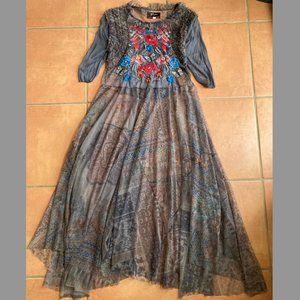 Johnny Was Biya Collection Sheer Dress With Slip